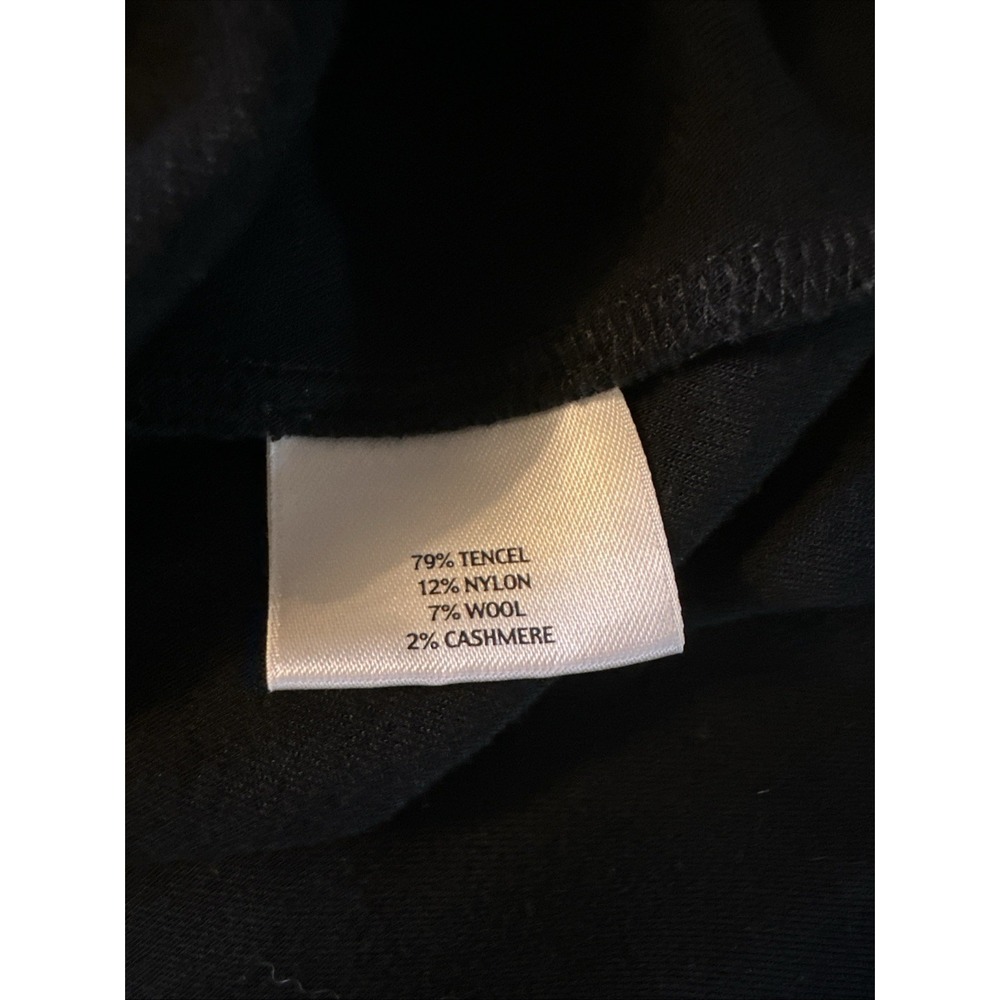 Eileen Fisher Sz MP Black Tencel‎ Wool Cashmere Knit V-Neck Dress Lux - Picture 5 of 13